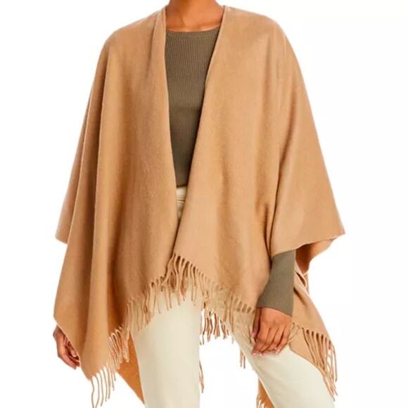 NWT Rag & bone HEATHERED CAMEL CASHMERE PONCHO - Picture 2 of 5